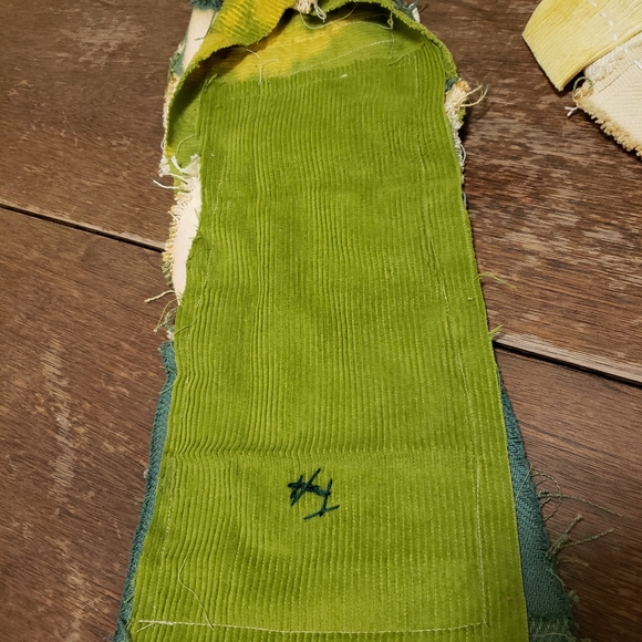 Happy Skunk Frantic Handmade Patchwork Scarf Visible Mending Style Corduroy Back - Picture 15 of 16